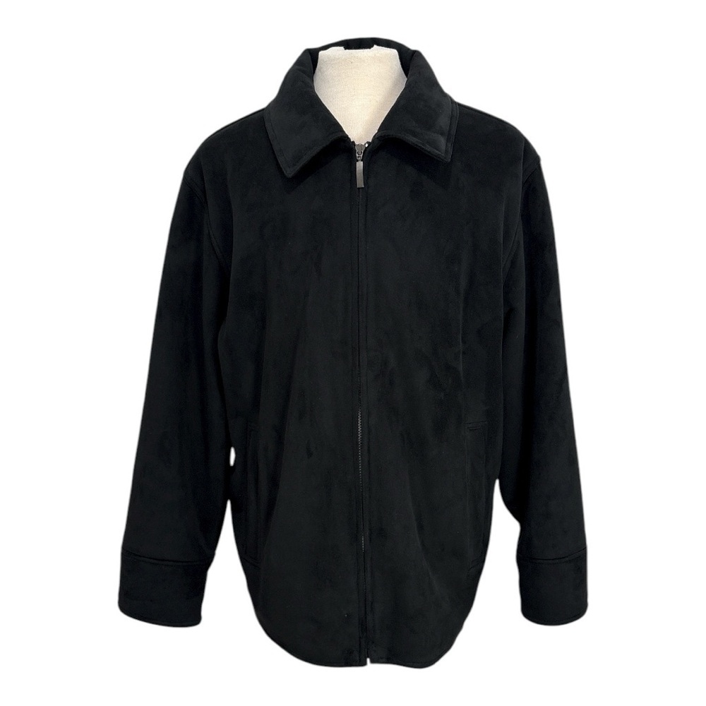Axcess Claiborne Men's XL Black Microfiber Suede-like Jacket Faux Fur Lined